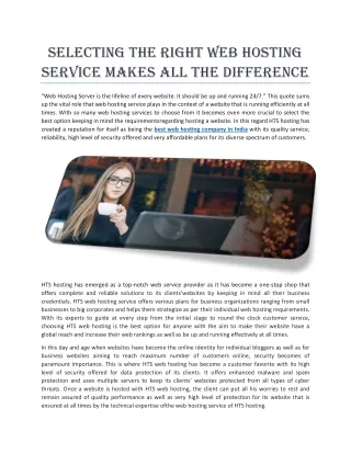 selecting the right web hosting service makes