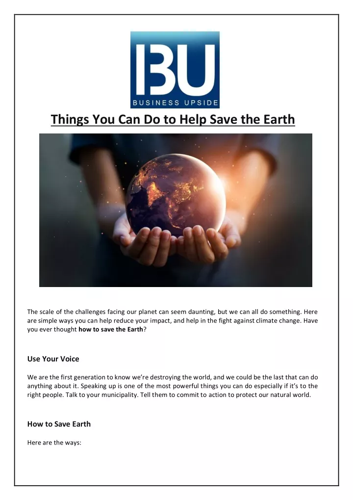 things you can do to help save the earth