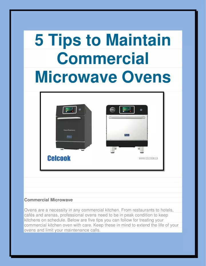 5 tips to maintain commercial microwave ovens