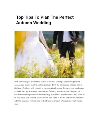Top Tips To Plan The Perfect Autumn Wedding