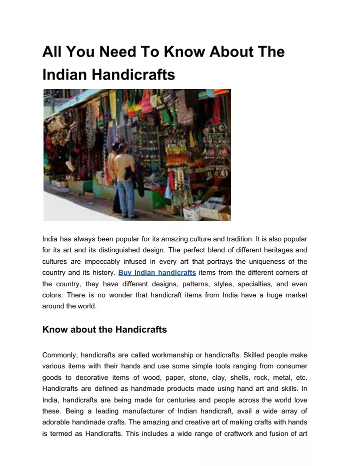 all you need to know about the indian handicrafts