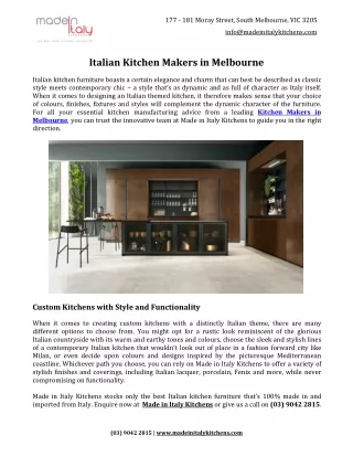Italian Kitchen Makers in Melbourne