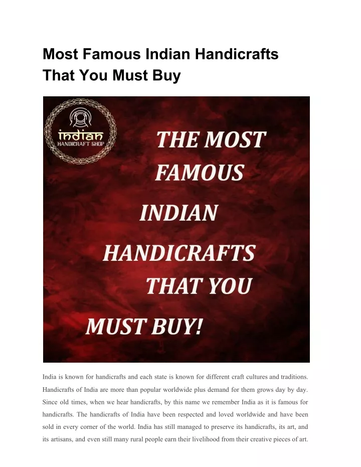most famous indian handicrafts that you must buy