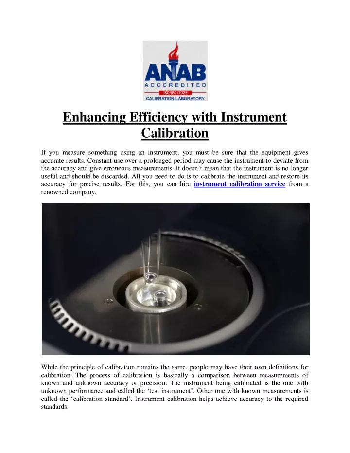 enhancing efficiency with instrument calibration