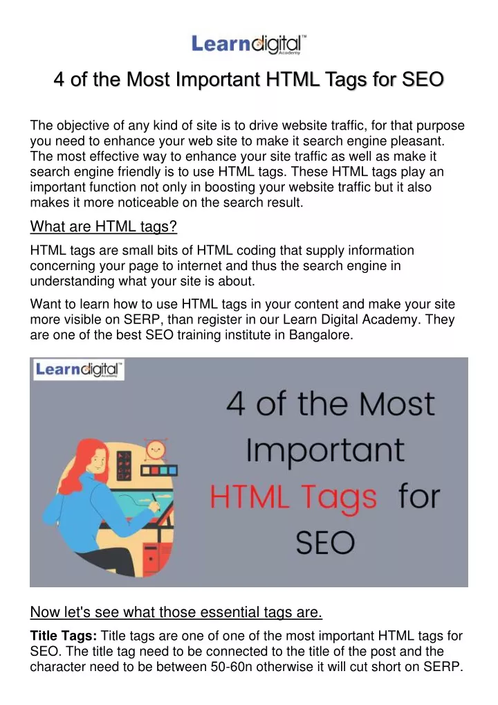 4 of the most important html tags