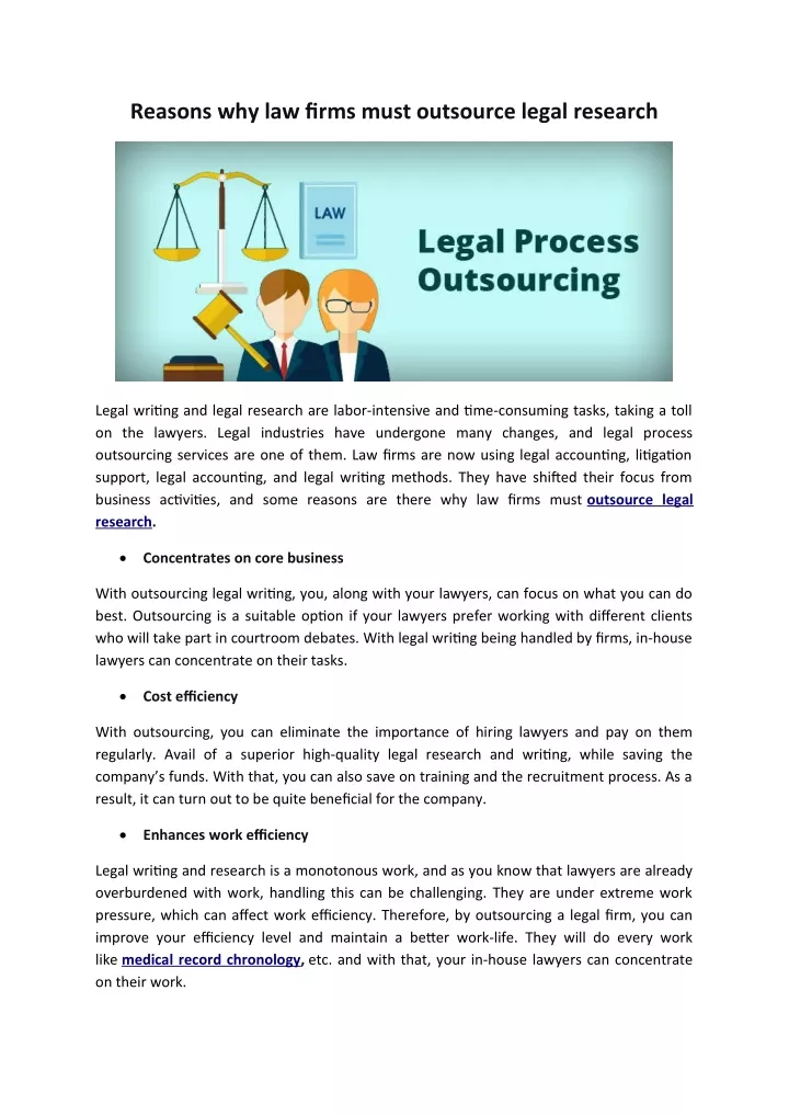 reasons why law firms must outsource legal