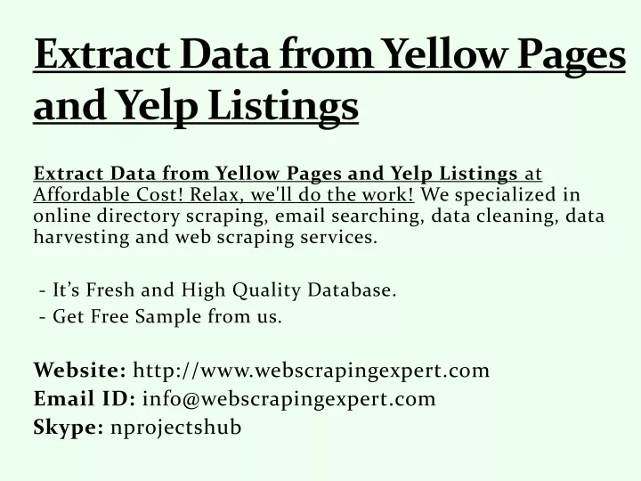 extract data from yellow pages and yelp listings