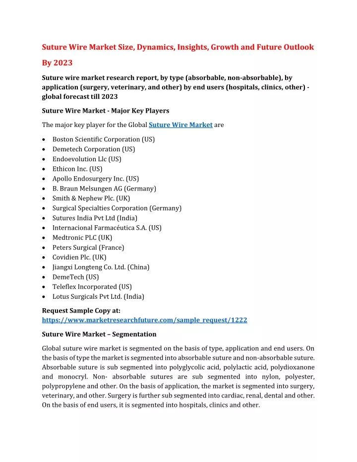 suture wire market size dynamics insights growth