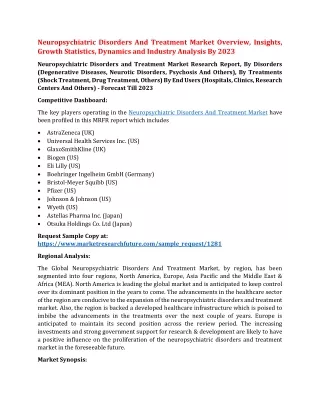 neuropsychiatric disorders and treatment market