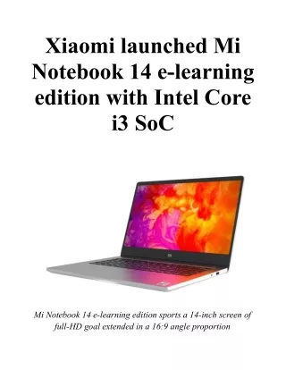 xiaomi launched mi notebook 14 e learning edition