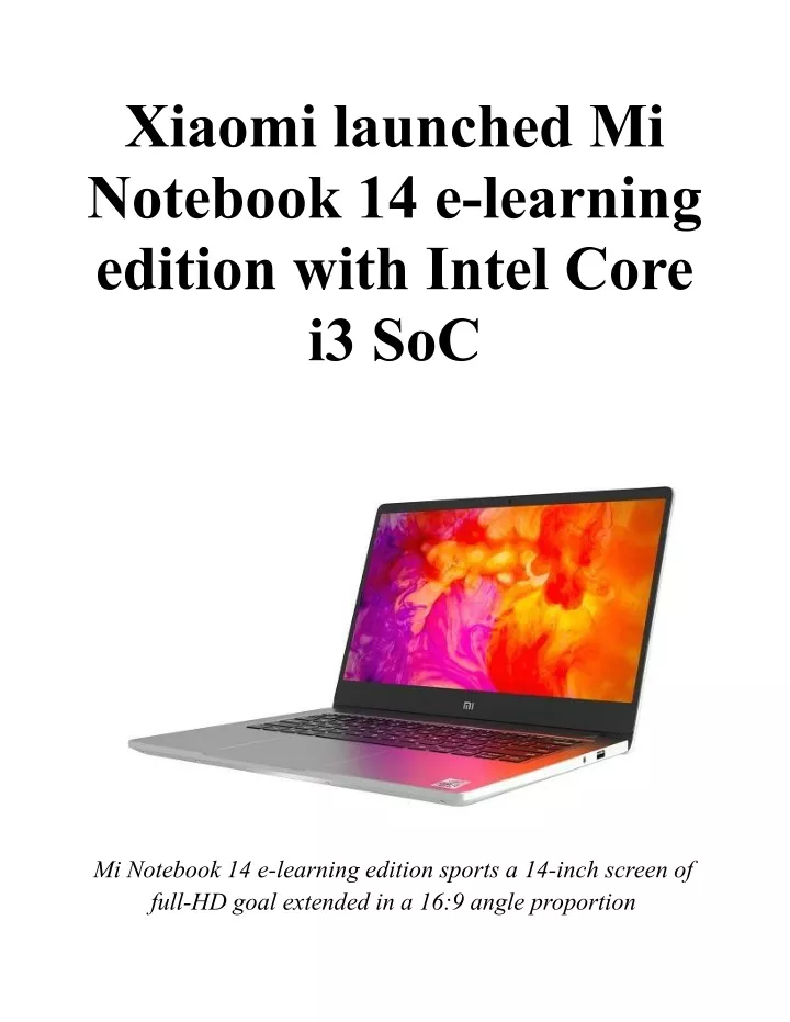 xiaomi launched mi notebook 14 e learning edition