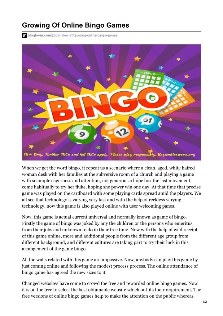 growing of online bingo games
