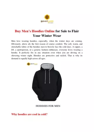 Buy Men’s Hoodies Online for Sale to Flair Your Winter Wear