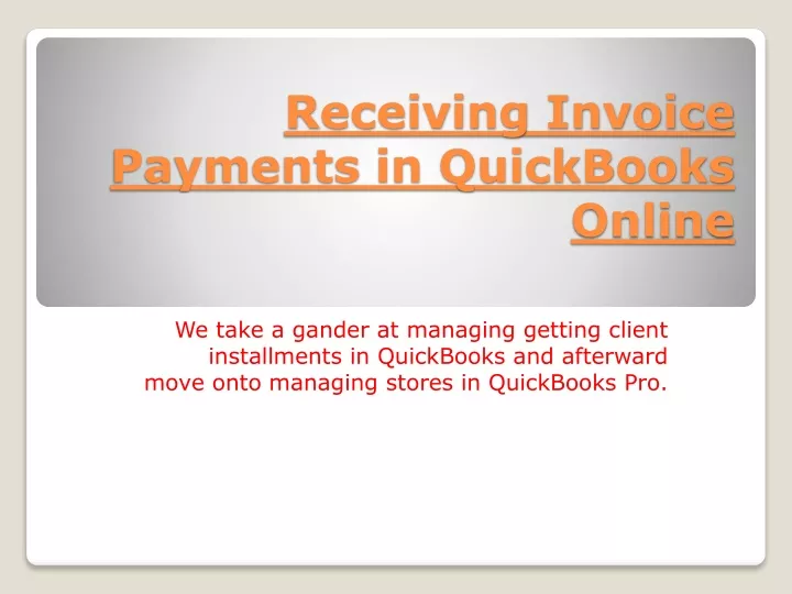 receiving invoice payments in quickbooks online