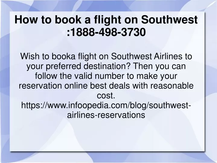 how to book a flight on southwest 1888 498 3730