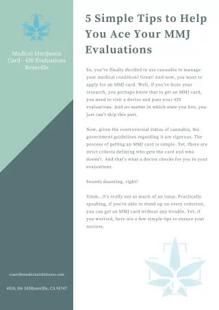 5 Simple Tips to Help You Ace Your MMJ Evaluations