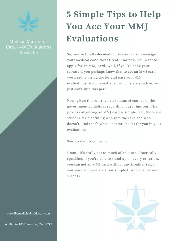 5 simple tips to help you ace your mmj evaluations