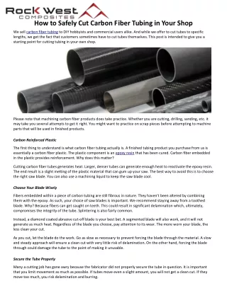 How to Safely Cut Carbon Fiber Tubing in Your Shop
