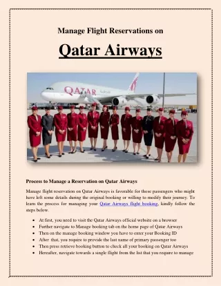 Manage Flight Reservations on Qatar Airways