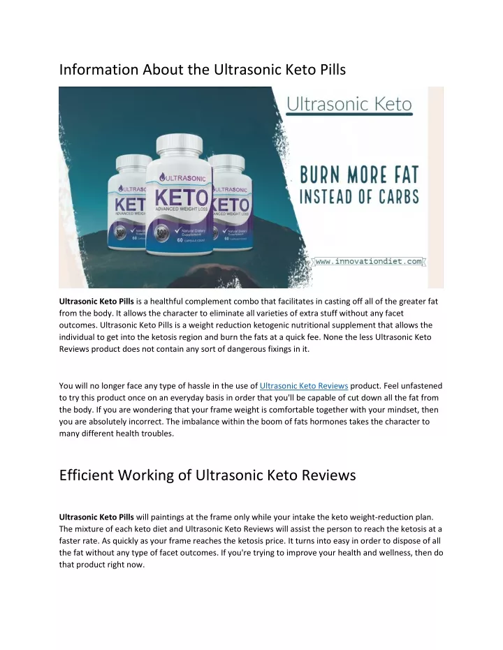 information about the ultrasonic keto pills
