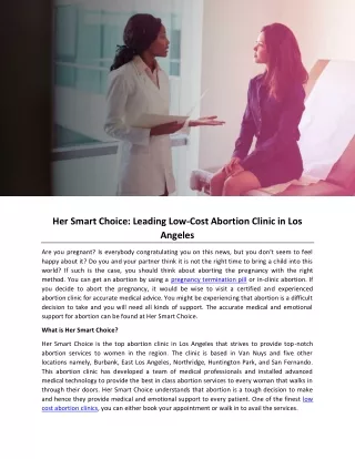 Her Smart Choice: Leading Low-Cost Abortion Clinic in Los Angeles