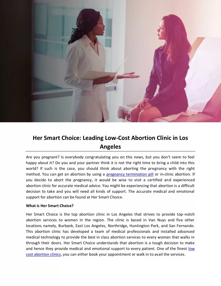 her smart choice leading low cost abortion clinic