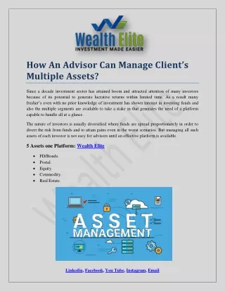 how an advisor can manage c lient s multiple