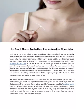 Her Smart Choice: Trusted Low Income Abortion Clinics in LA