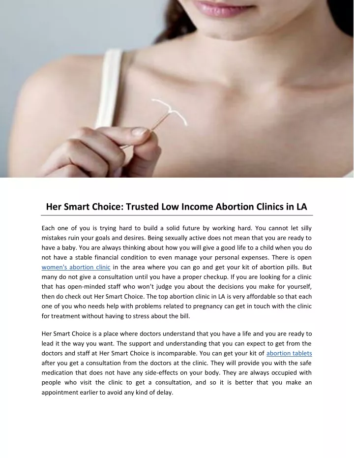 her smart choice trusted low income abortion