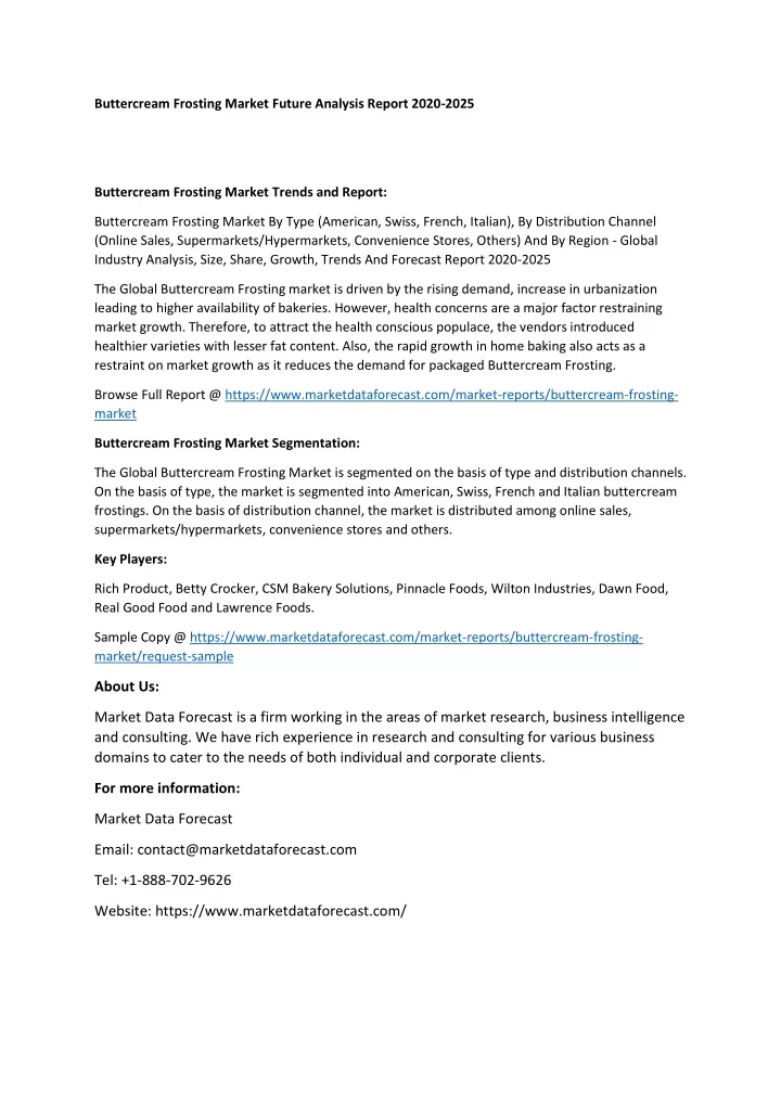 buttercream frosting market future analysis