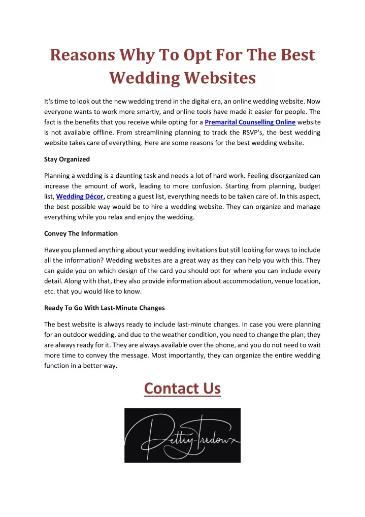 reasons why to opt for the best wedding websites
