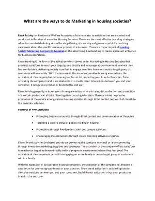 what are the ways to do marketing in housing