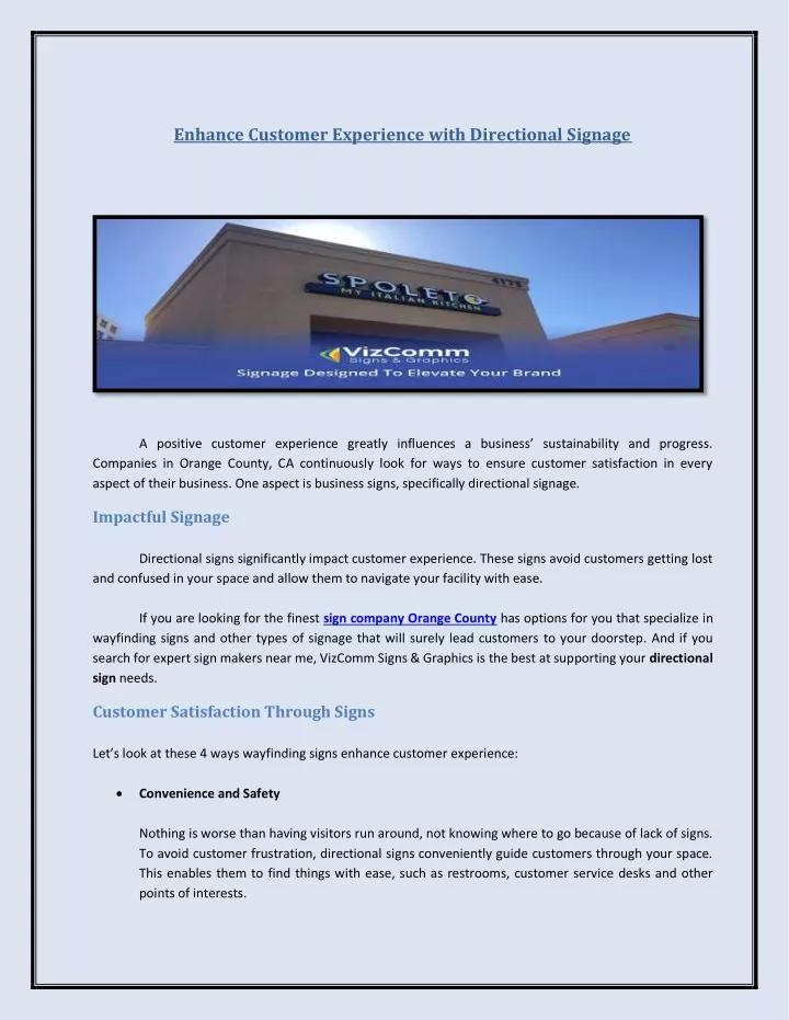 enhance customer experience with directional