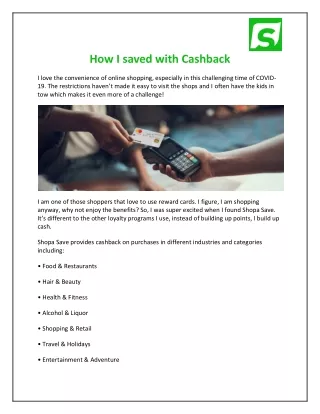 How I saved with Cashback