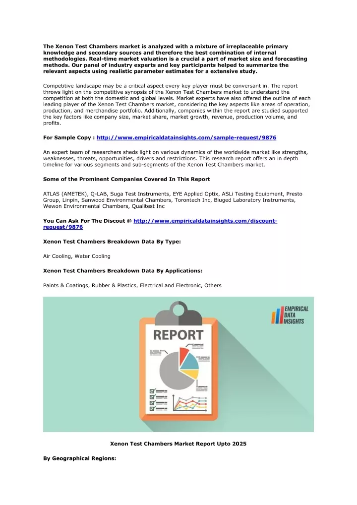 the xenon test chambers market is analyzed with