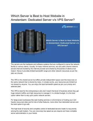 Which Server is Best to Host Website in Amsterdam: Dedicated Server v/s VPS Server?