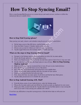 how to stop syncing email