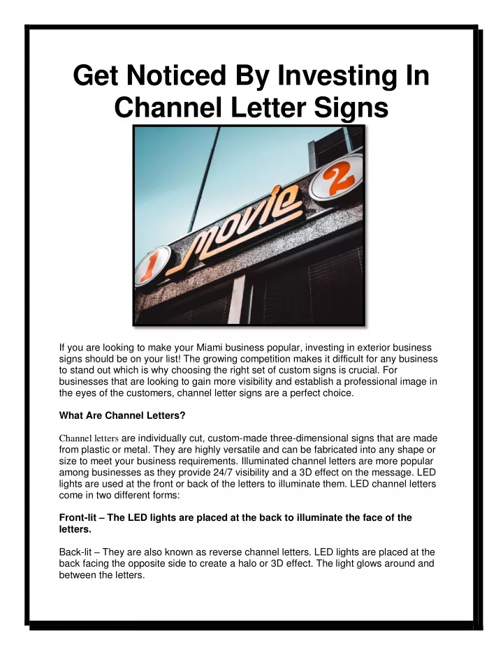 get noticed by investing in channel letter signs