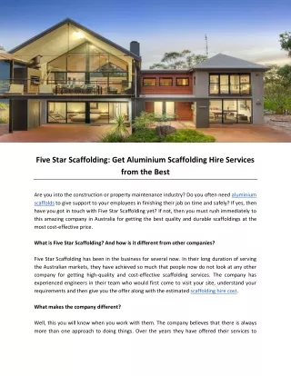 Five Star Scaffolding: Get Aluminium Scaffolding Hire Services from the Best