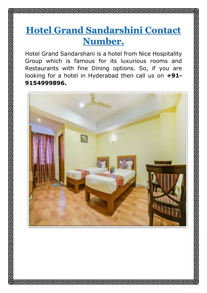 hotel grand sandarshini contact number
