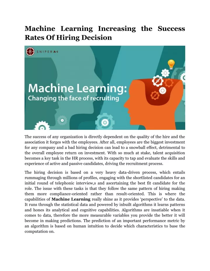 machine learning increasing the success rates