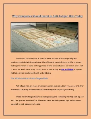 Mat Experts You Can Trust in Toronto, CA