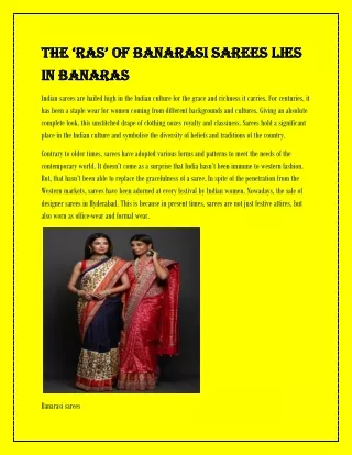 The ‘ras’ of Banarasi Sarees Lies in Banaras