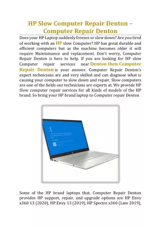 hp slow computer repair denton computer repair