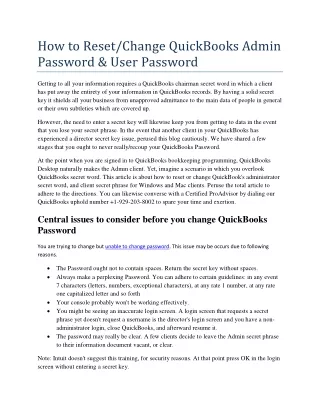how to reset change quickbooks admin password