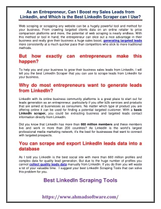 as an entrepreneur can i boost my sales leads