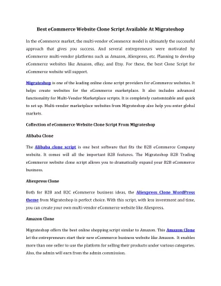 best ecommerce website clone script available