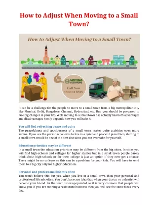 how to adjust when moving to a small town
