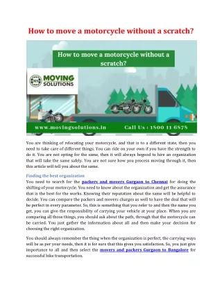 how to move a motorcycle without a scratch