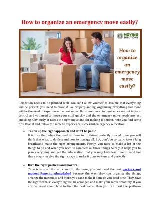 how to organize an emergency move easily